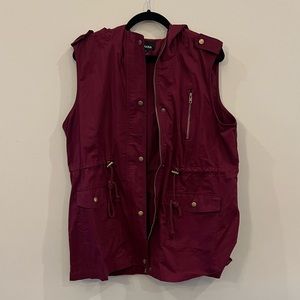 Zenana Burgundy Wine Sleeveless Hooded Vest XL